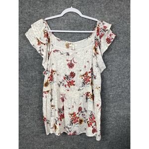 Maurices Nwt Floral Lace Flutter Sleeve Babydoll Top Plus Size‎ 1X